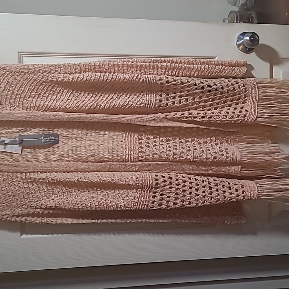 Chico's travelers sweater jacket with fringes no pockets